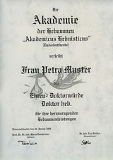 Diplom Urkunde Ehren Doktor