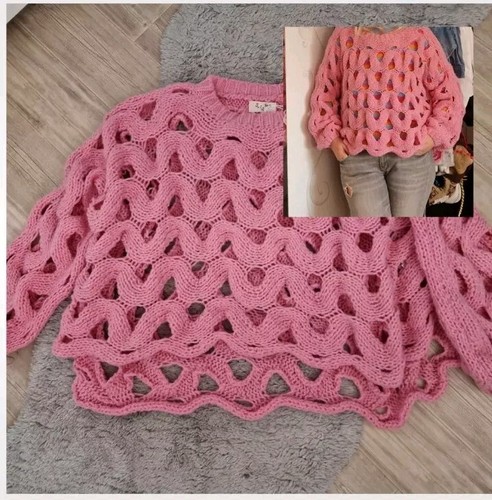 Pulli lochmuster langarm rosa - lochmuster,