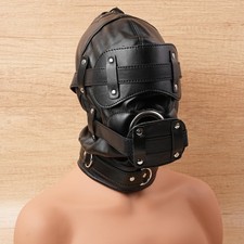 PU Leder Kopfmaske Kapuze Mit