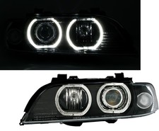 Angel Eyes Scheinwerfer Set für 5er BMW E39 1995-2000 V2 LED Ringe Schwarz H7