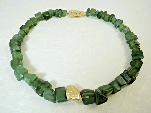 Serpentin nugget kette 13mm - serpentin,