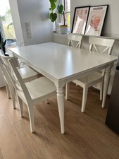 Esstisch Küchentisch Weiß Hemnes 4 Stühle INGATORP Ausziehtisch 155/215x87 cm