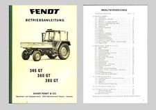 Fendt Geräteträger 345 GT 360 GT 380 GT Betriebsanleitung Original 1985