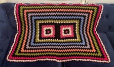 Bunte Deko Häkeldecke, Handarbeit, ca 87 x 65 cm