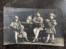 Jack Russell Terrier Kinder Musik alte AK Foto Karte Vintage sehr selten!! 01