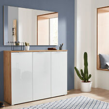 Schuhschrank & Spiegel Set Eiche Glasfront in weiß Flur-Möbel Garderoben-Schrank