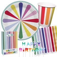 BUNTE STREIFEN - Stripes Party Geschirr Deko Kindergeburtstag Kinder Geburtstag
