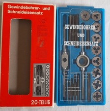 Gewindebohrer- und Schneideisensatz 20 Teilig mit je 1 Halter Aufbewahrungsbox
