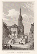 Aschaffenburg Ufr. Dom Original Stahlstich Poppel 1843