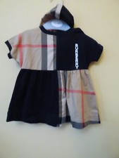 BURBERRY schwarz & braun Nova Check Baumwollkleid + Höschen Baby ein Monat neu ohne Etikett