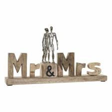 Deko-Figur Home Decor Mr & Mrs Silberfarben Aluminium Holz [51 x 7,5 x 28 cm]
