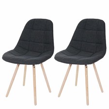 B-Ware 2er-Set Esszimmerstuhl MCW-A60 II, Küchenstuhl, Retro, Stoff dunkelgrau