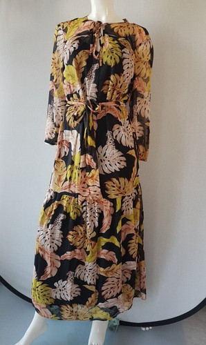Oui kleid lang - kleid, blattmuster