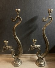 2 Drachen-Kerzenhalter Messing
