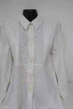 Damenbluse - weiße  Bluse   Gr. 36/38  Westernstil  *P2