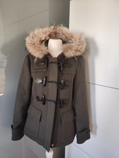 Burberry Brit Dufflecoat Khaki Grün Echtpelz S/36
