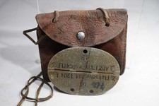 Wehrmacht Erkennungsmarke mit Tasche - 2. Flakscheinwerfer Abt. 120 v.E. - WWII