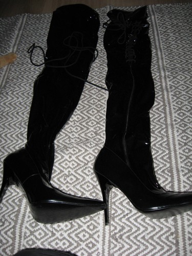 Schwarze overknee lackstiefel - schwarze,