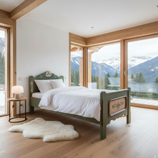 Voglauer Bett Landhaus 1700 altgrün Holzbett Einzelbett Kinderbett Gästebett