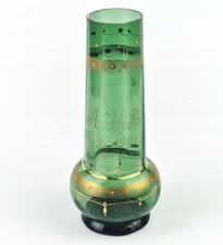 Jugendstil Glas Vase Golddekor datiert 1901 R1474