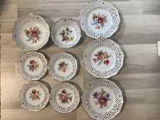 8 Durchbruchteller Porzellan Bavaria Schumann Arzberg Blumen + 1 INGRESS Weiss