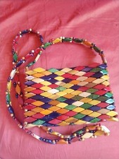Dekorative bunte Handtasche, mit Riemchen, Holz, RV, Innenfutter