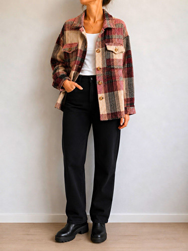 Damen karierte hemdjacke - damen,