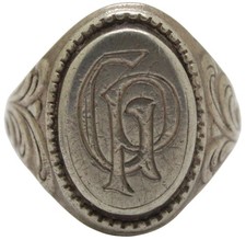 ? 900er Silber Ring Siegelring GP Monogramm Jugendstil Antikschmuck - 4,91g