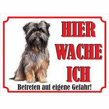 Hund - Schild bedruckt - Hier wache ich - Warnung Warntafel weiß 1303
