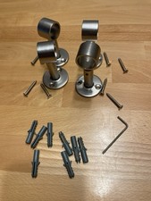 4 Gardinenstangen-Halterungen Silber / Chrom Neu