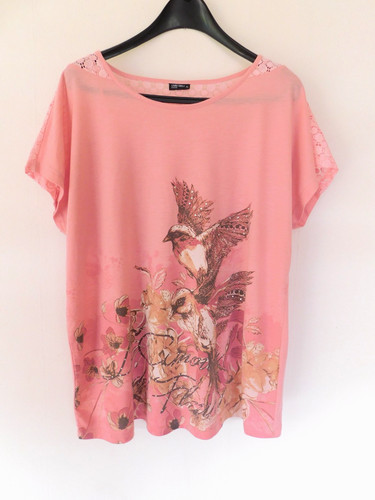 Shirt rose rosenholz spitze - shirt, +