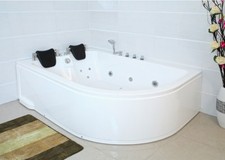 XXL Luxus Whirlpool Badewanne 180x120 cm mit Armaturen für Bad Eckwanne LINKS