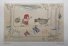 Wilhelm Schlote Rotkäppchen Signierte kolorierte Orig. Radierung im Orig. Rahmen