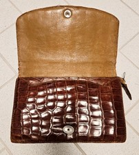 Krokodilleder KROKOTASCHE braun Damen Handtasche Tasche IRV Kroko Leder Clutch