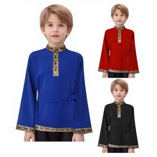 Unisex Kinder Kostüm Leistung Hemd Anziehen Tunik Mittelalterliche Danceweer