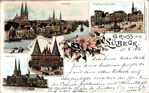 Litho gruss aus lübeck - gruss,