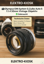 📷 Olympus OM-System G.Zuiko Auto-S 1:1.4 50mm Objektiv Foto Kamera Lens Vintage