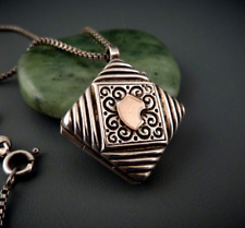 Antikschmuck Medaillon Anhänger mit Wappen 800 Silber für 2 Bilder an 55cm Kette