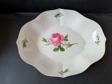 Meissen kleine Porzellanschale rote Rose Handmalerei floral, Goldrand 1. Wahl