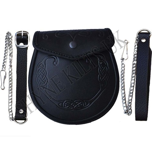 Norman schwarzer leder sporran - leder,