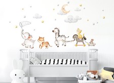 Wandtattoo Sticker Kinderzimmer Tiger Maus Elefant Spielzimmer Baby Mond DL714