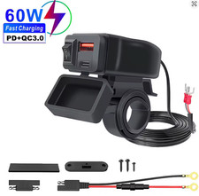 12V USB C Steckdose Motorrad Ladegerät 60W QC3.0 USB-A und PD Type-C Wasserdicht