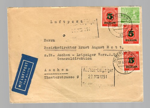 Luftpost berlin 1951 - berlin, nach