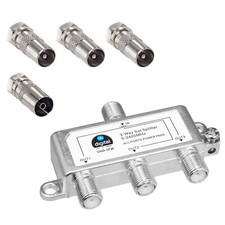 SAT Verteiler 3-fach Splitter 5-2400MHz 4-Wege HD Antennen und Kabel IEC Adapter