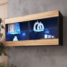 NEU komodee Hängevitrine Tivoli Horizontal, Schwarz Weiß Eiche Wotan LED Option