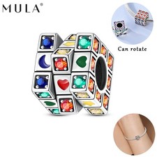 MULA Original 925 Sterling Silber CZ Drehfläche Charme für Frauen Armband