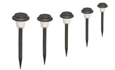 5 x Solarleuchten Carsten im Set Kuststoff Erdspieß LED weiß Solar Gartenlampe