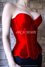 Satin Vollbrustkorsett Schnürkorsett Korsett Mieder Corset Corsage Schwarz