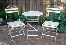 B-WARE Wunderschöner Eisen-Bistro-Tisch + 2 Stühle  creme hergestellt in Europa*