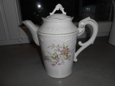 ANTIKE GROßE JUGENDSTIL KAFFEEKANNE VOGELMOTIV